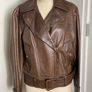 Vintage Gucci Brown Leather Moto Jacket